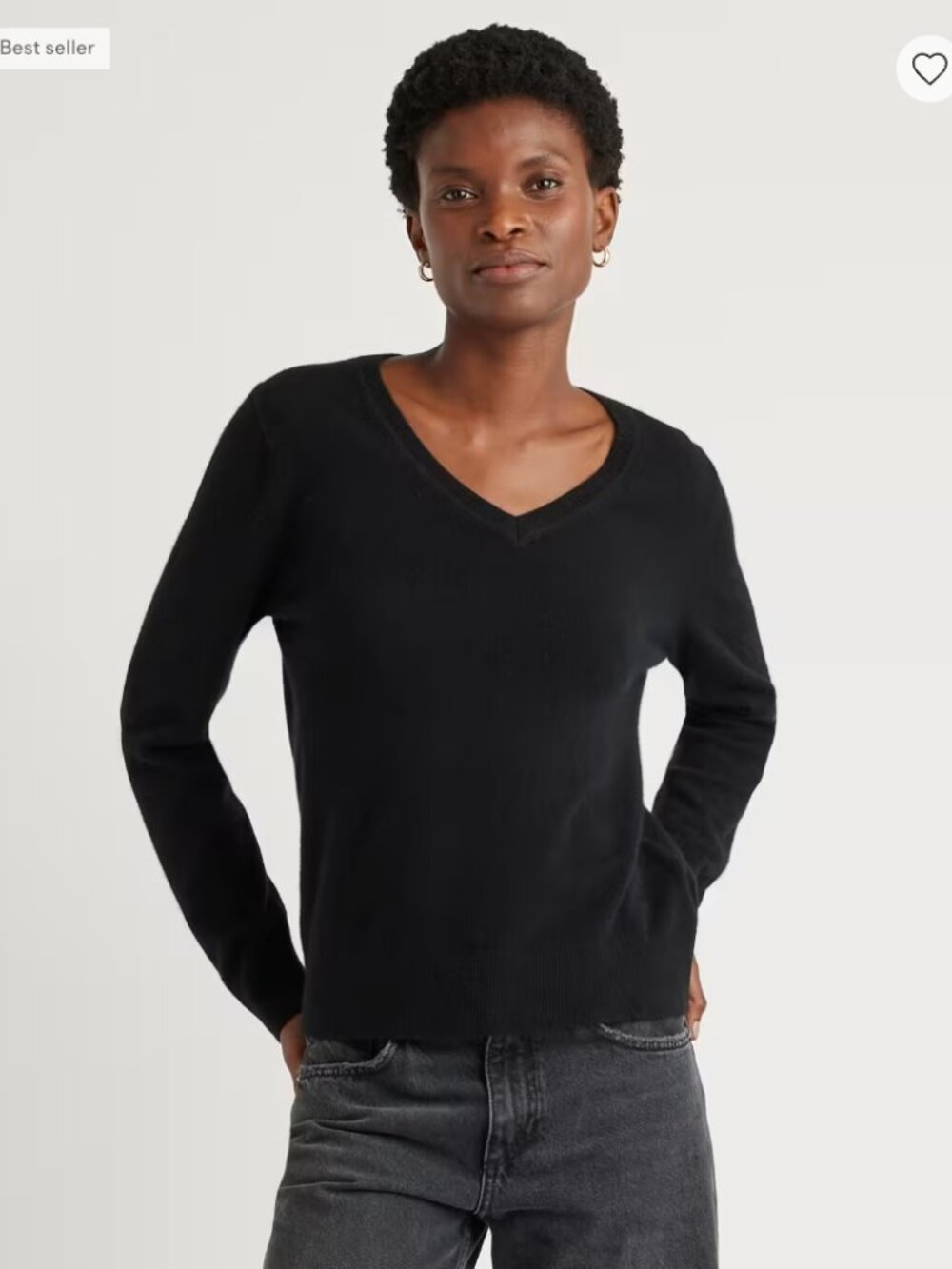Quince Black Mongolian Cashmere V-Neck Sweater Size Small - Picture 1 of 9